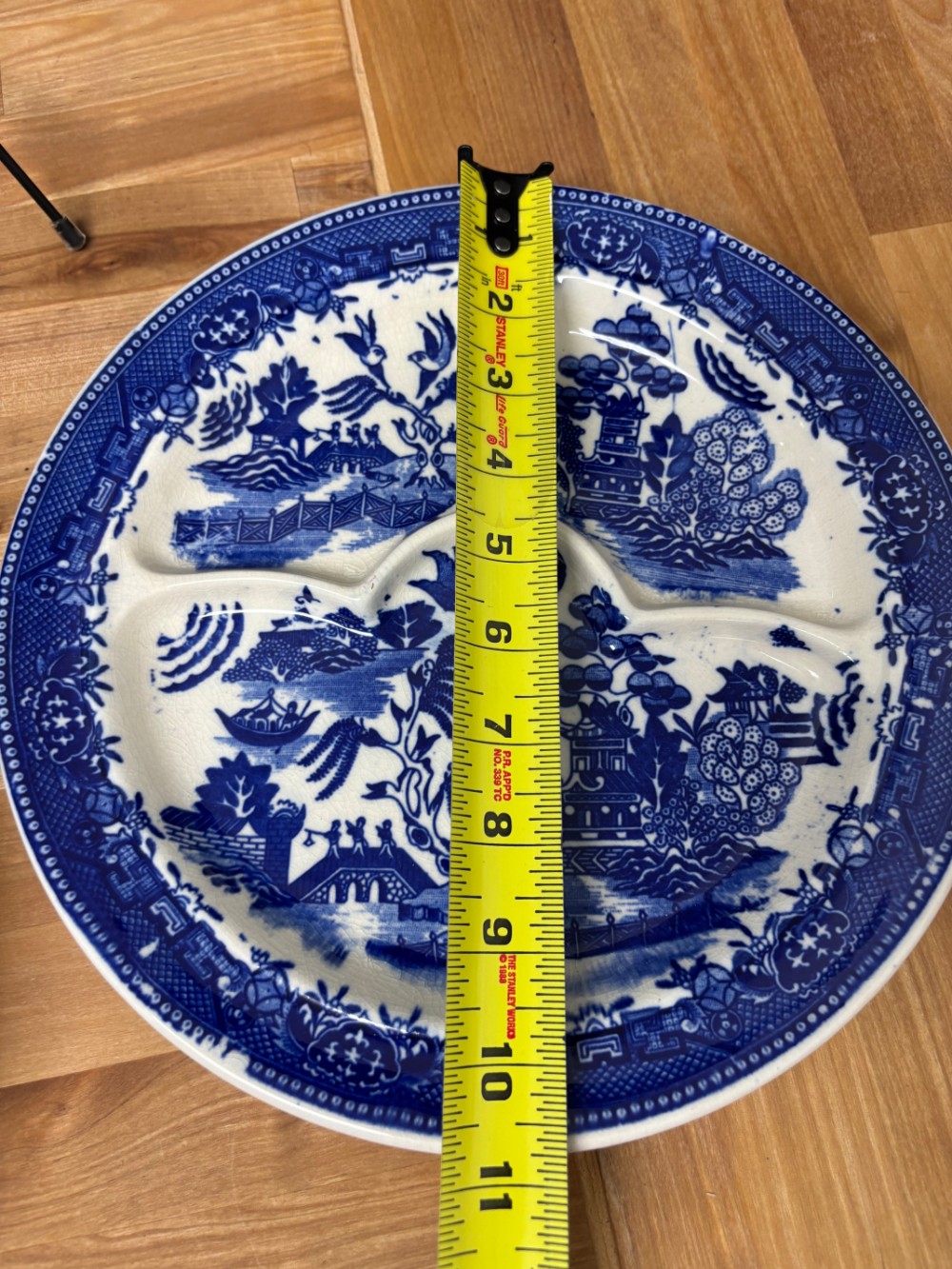 Blue Willow Divided Grill Plate Moriyama Japan 10 Inch