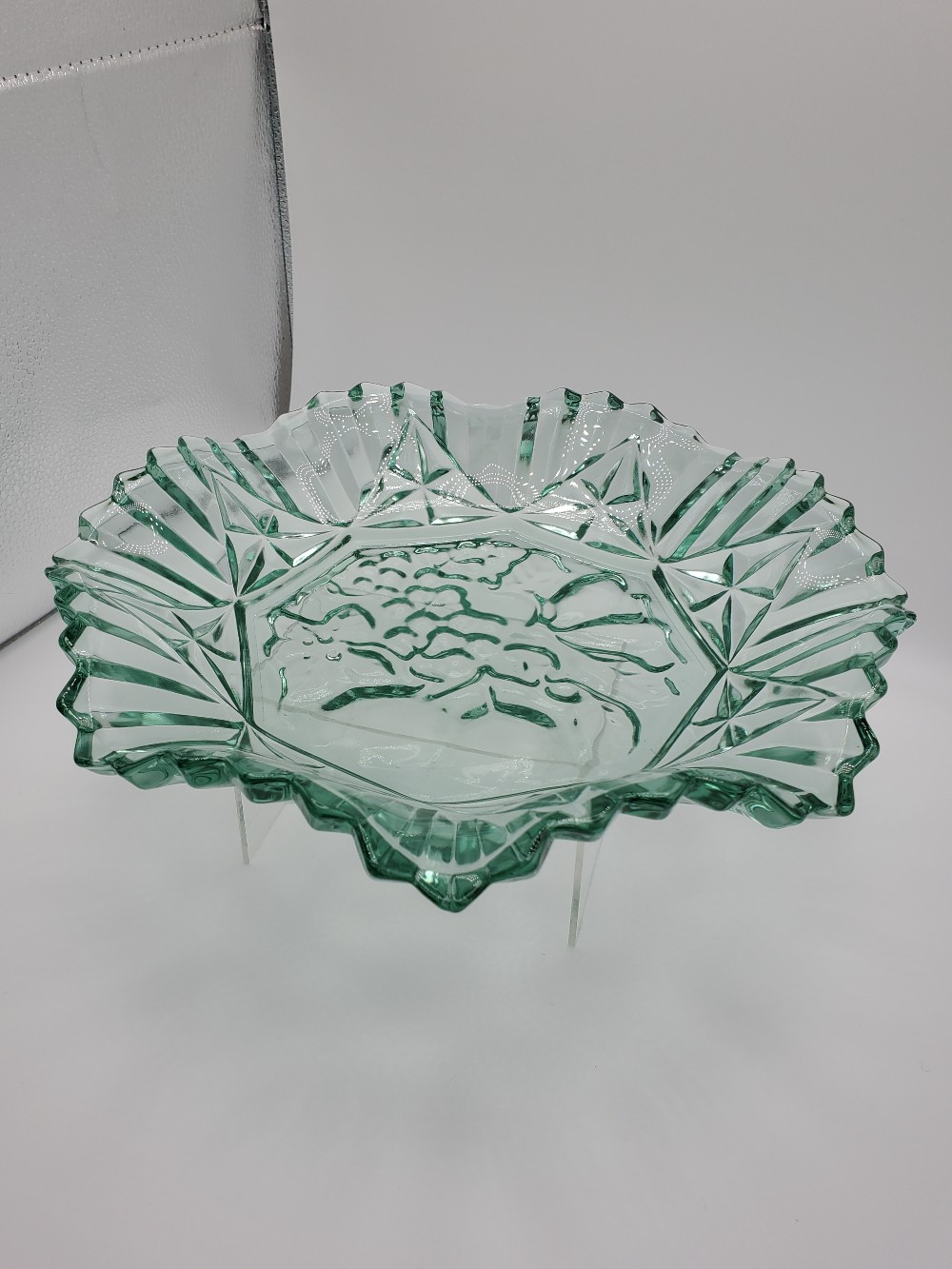 Vintage Green Glass Fruit Bowl