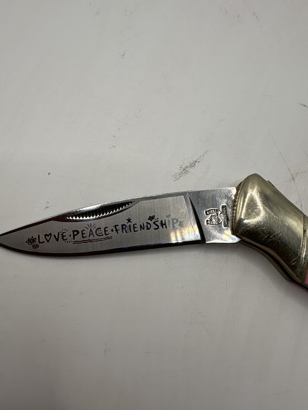 Rough Rider Love Peace Friendship Lockback Knife 5 in As-is