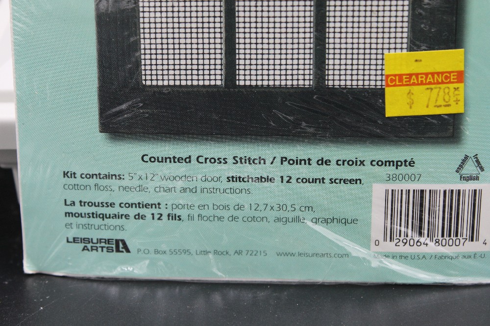Vtg cross-stitch kit purple bird house/door