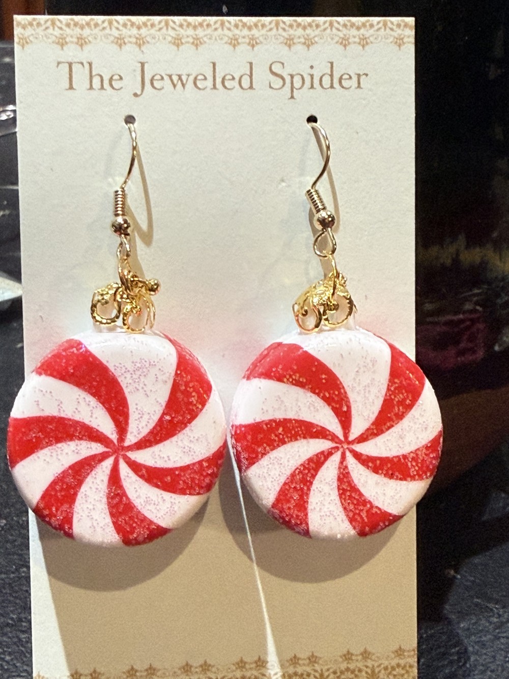 Earrings - Peppermint Candy Gold Topper, Candies