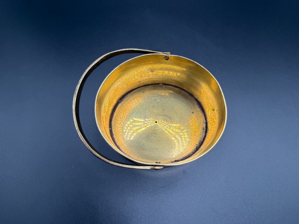 Vintage Mid-Century Oval Brass Bucket with Bail Handle