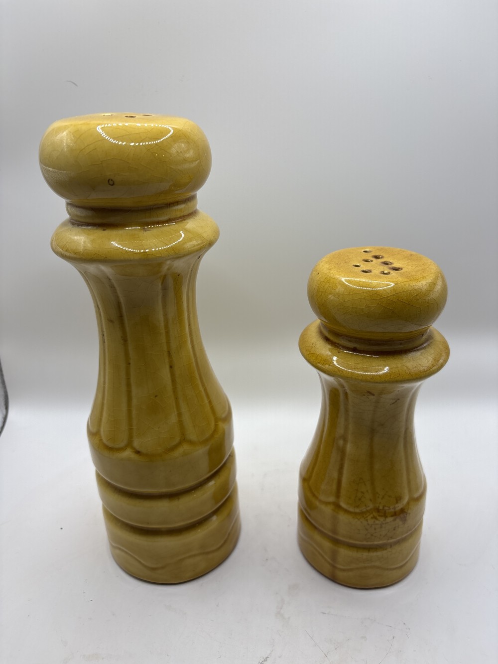 Apco Yellow Tall Salt and Pepper Shakers As-is