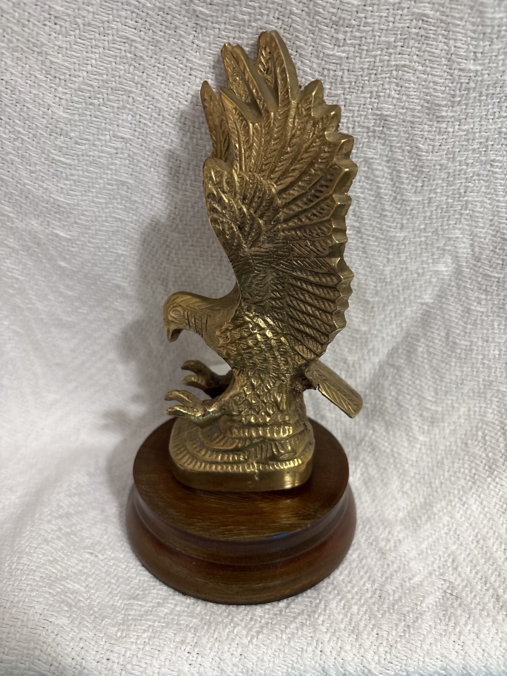 Vintage Brass Eagle on Wooden Base