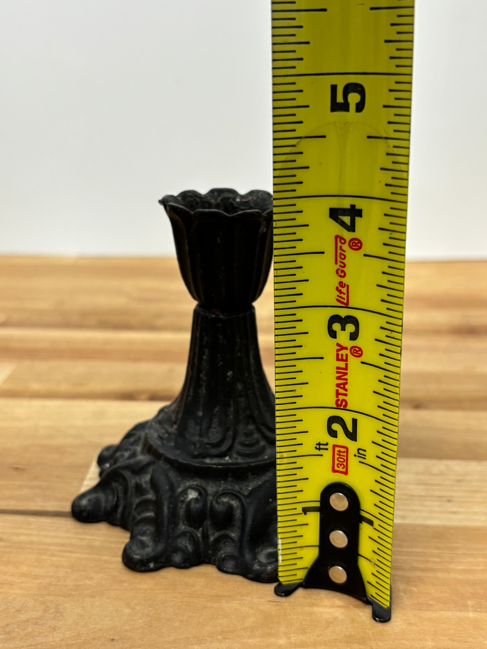 Ornate Black Cast Metal Taper Candle Holder Victorian Gothic Style