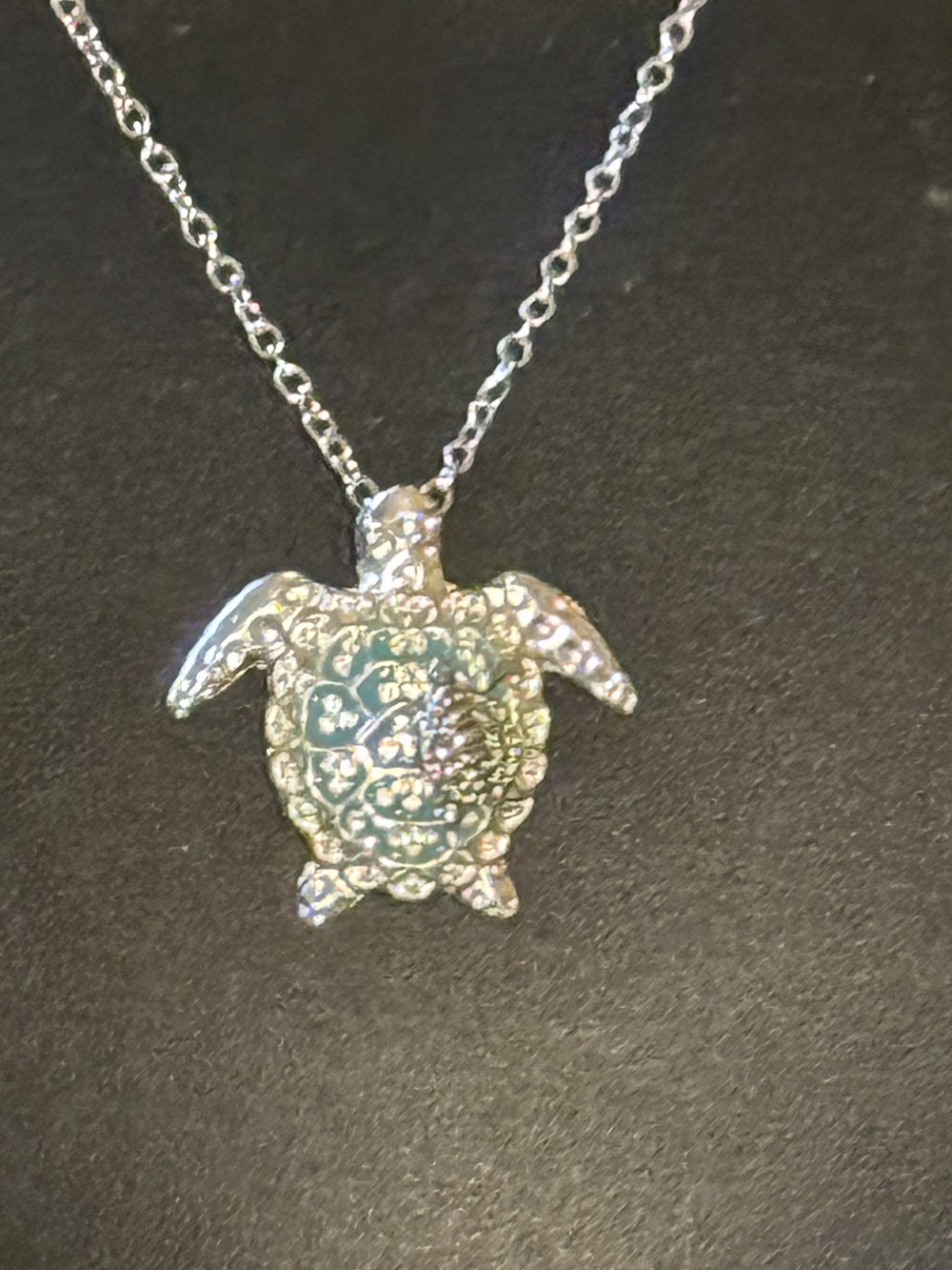 Necklace Enamel Turtle Pendant w baby