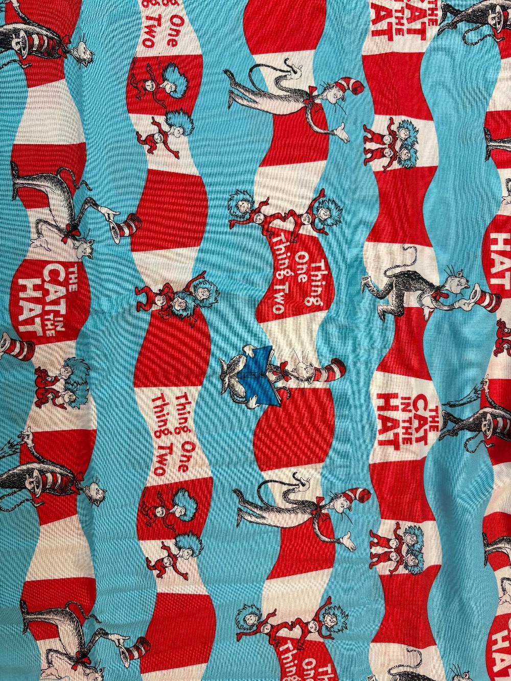“Cat in the Hat Stripe Aqua” Celebrate Seuss! - Cotton