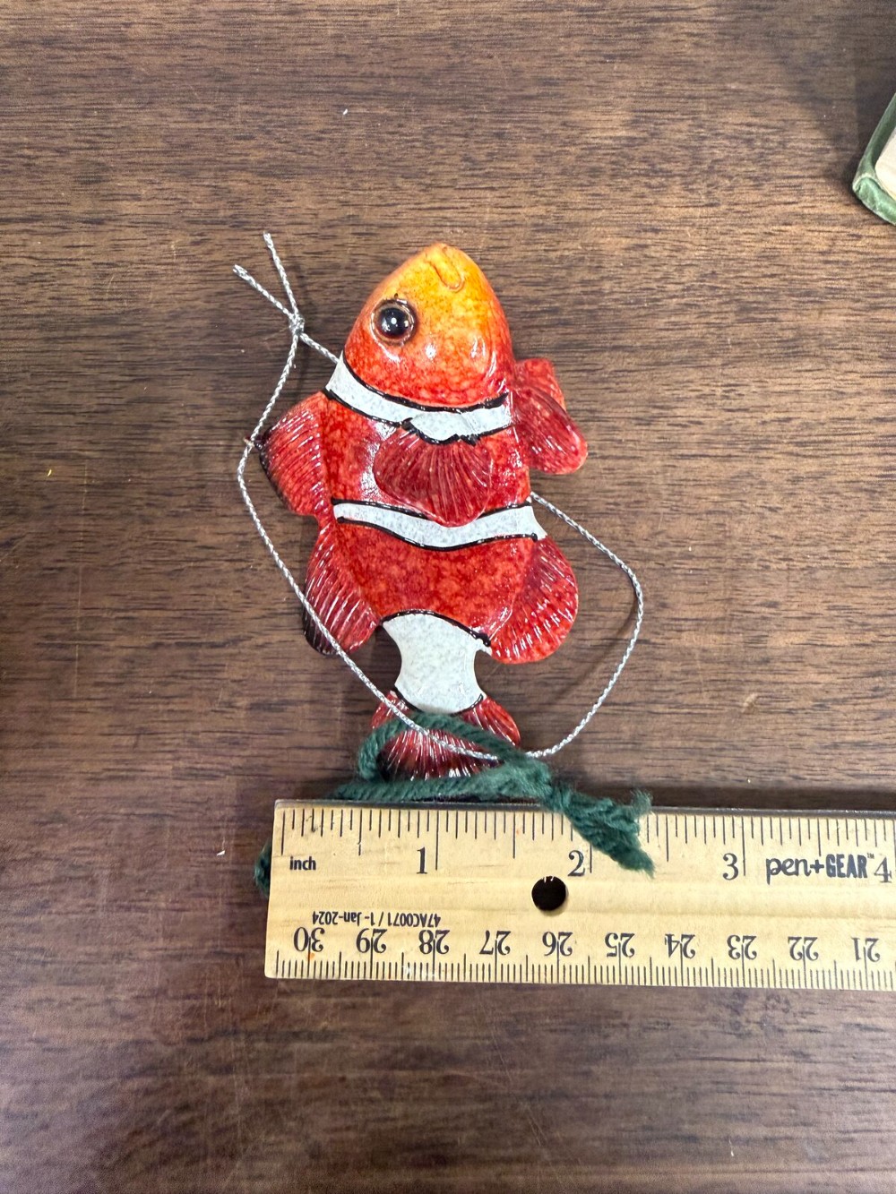 Clownfish Christmas Ornament Red and White Painted
