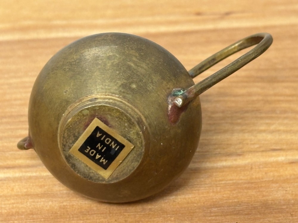 Miniature Vintage Brass Coffee Pot Teapot with Fixed Lid Made in India Dollhouse Decor