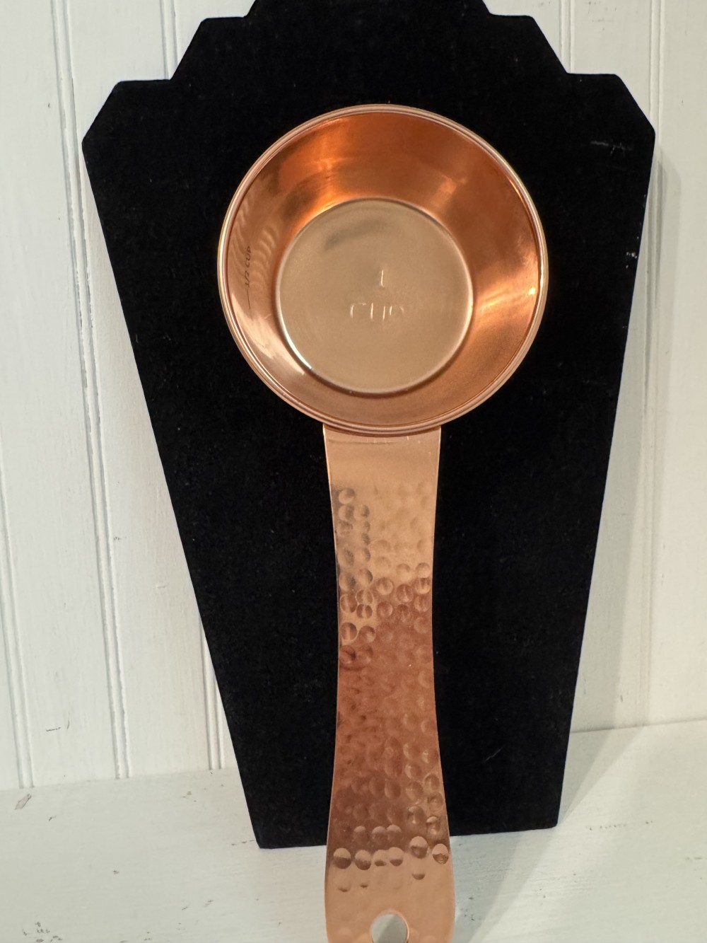 COPPER 1 CUP LADLE, HAMMERED HANDLE