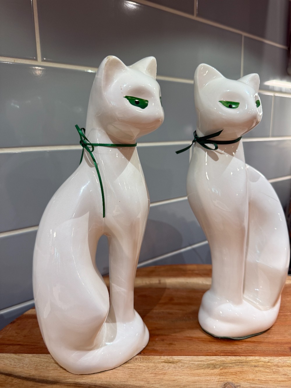 MCM Pair Ceramic Cat Figurine