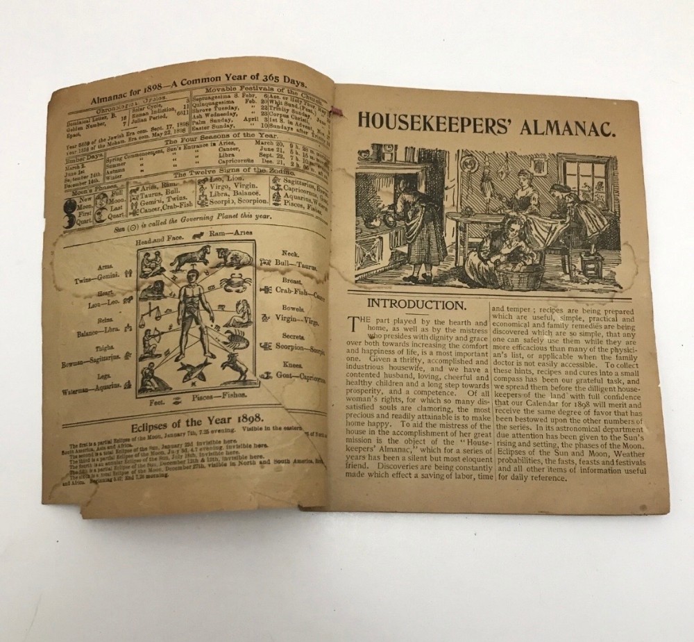 Antique Book Housekeeper's Almanac 1898 Wm H Grevemeyer Philadelphia PA Victorian Household Guide