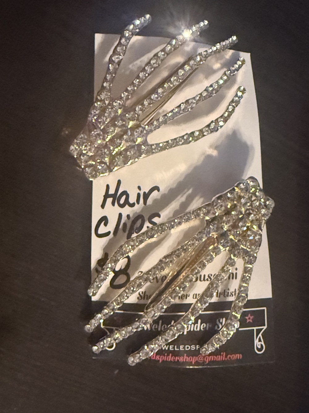 Hair Clips - Rhinestone Golden Skeleton Hands