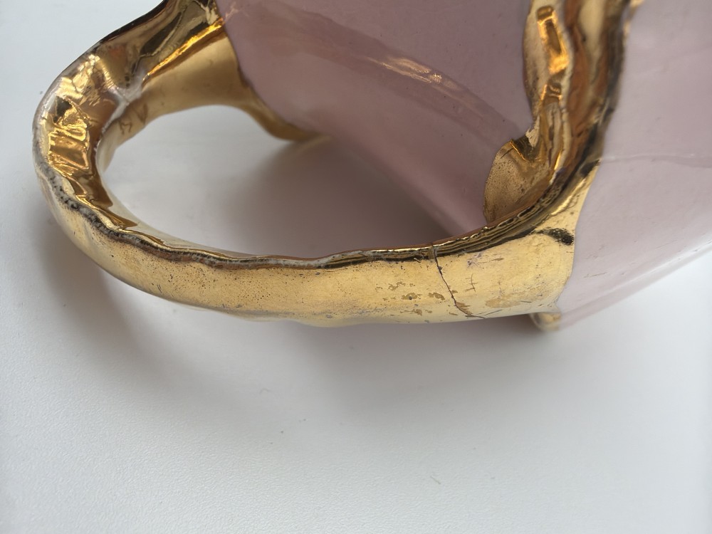 AS IS Vintage Pink & Gold Porcelain Pitcher – Made in USA