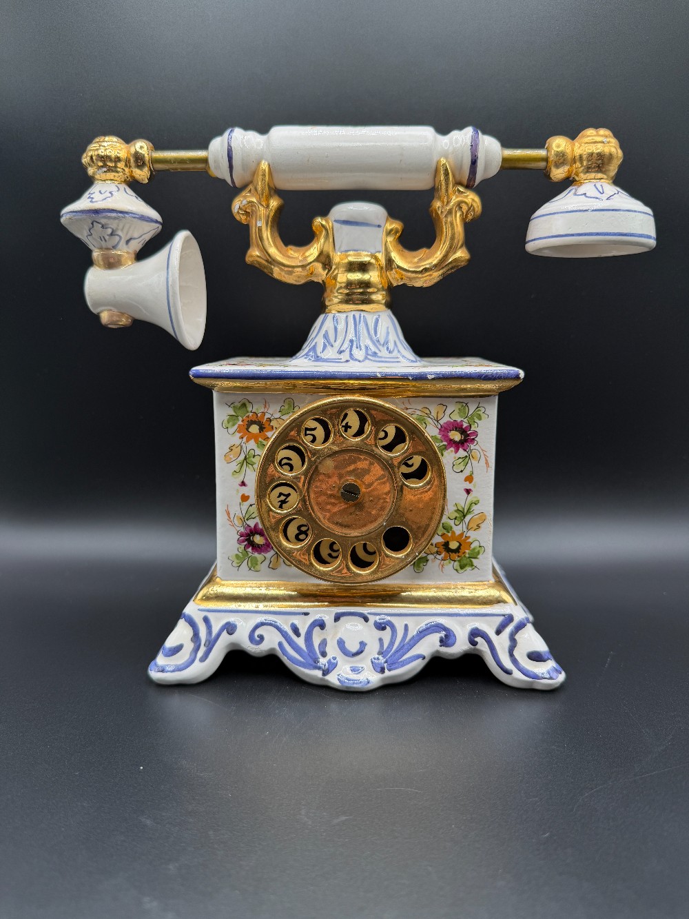 Vintage 1969 Cesare Italian Ceramic French Telephone Liquor Decanter - As Is