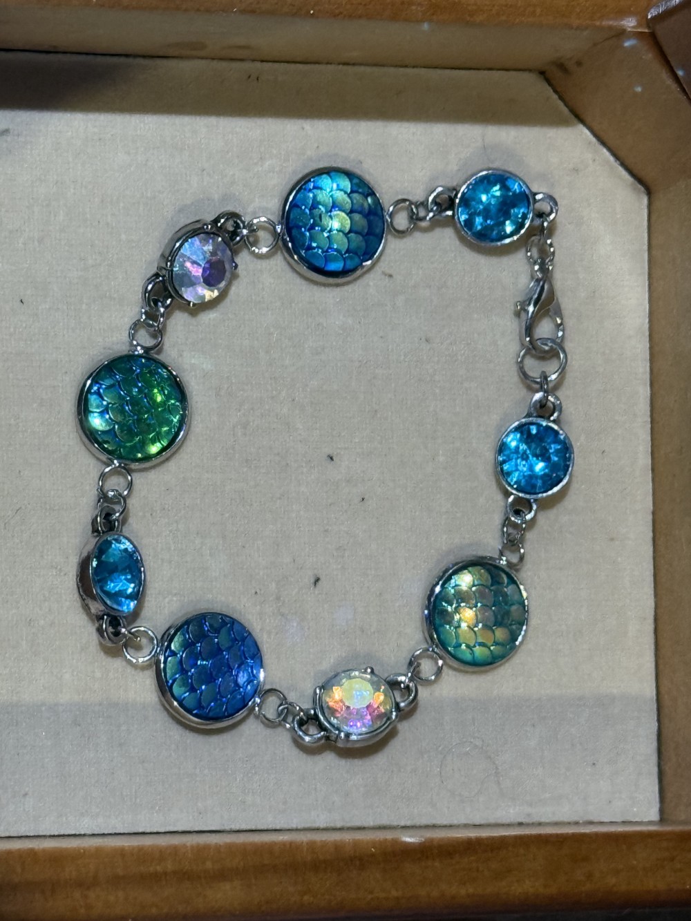 Bracelet Mermaid or Dragon Skin Medallions with Crystal Accents