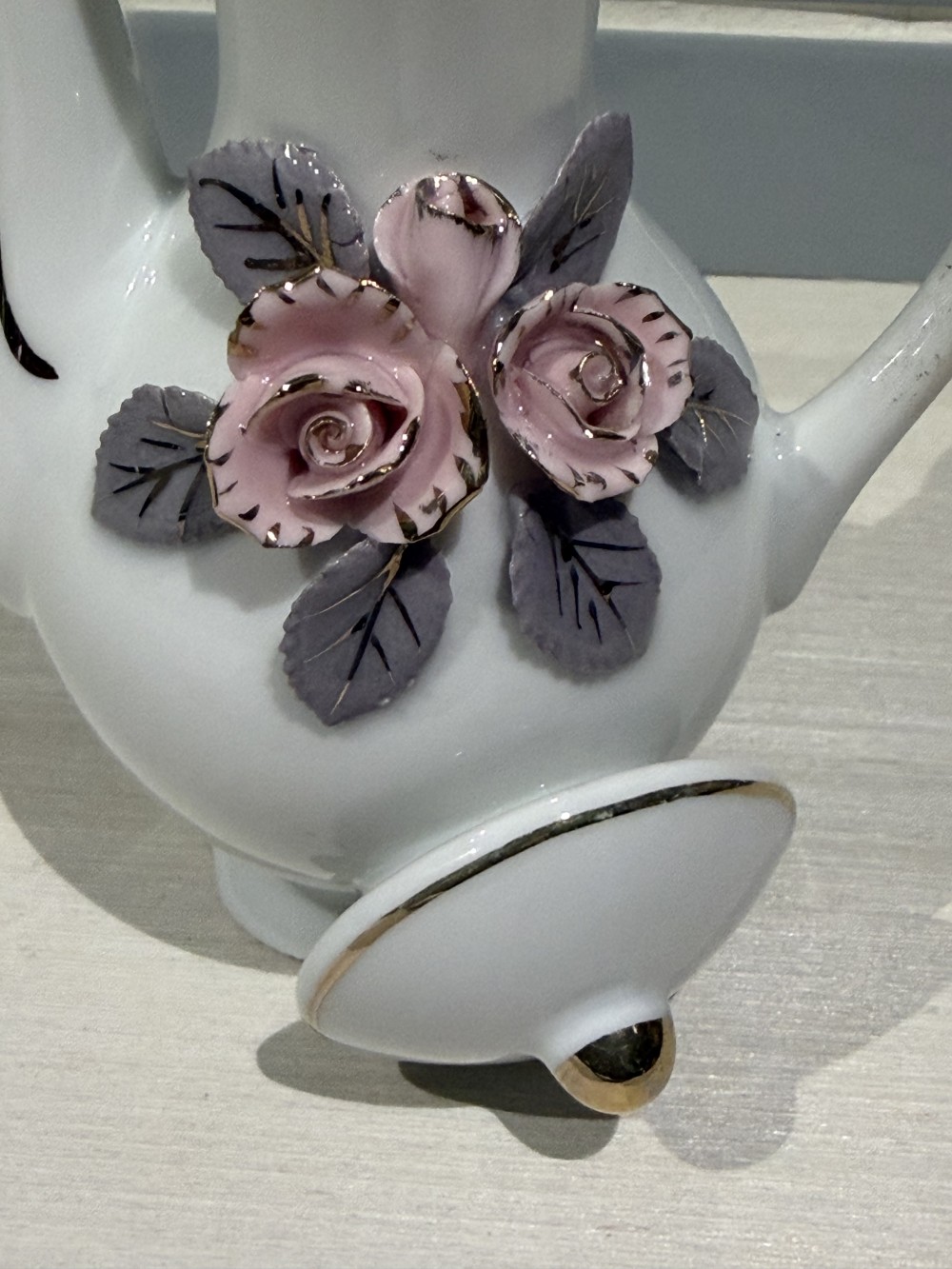 VTG Floral Porcelain Mini Ewer / Bud Vase– 4.5″