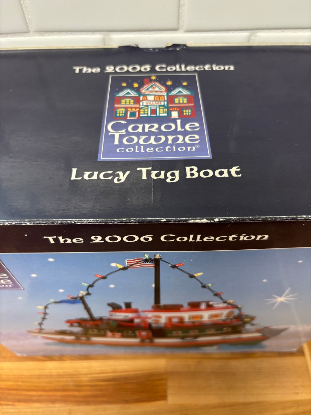 Carole Towne Lucy Tug Boat Lemax Lighted Christmas Village Boat 2006 w/ Box