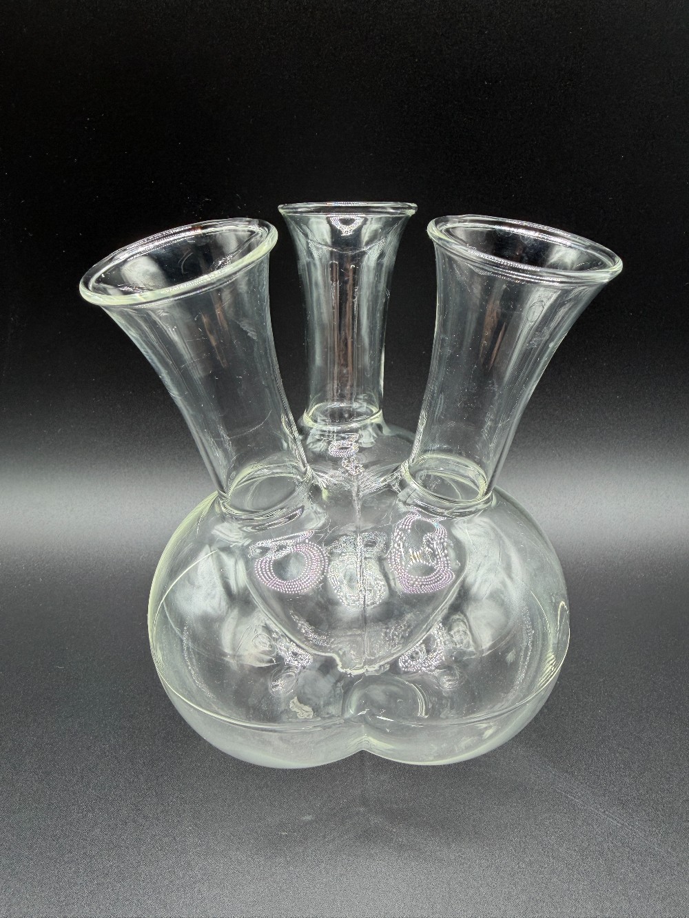 Vintage Clear Glass 3-Neck Cluster Bud Vase – Triple Neck Propagation Station