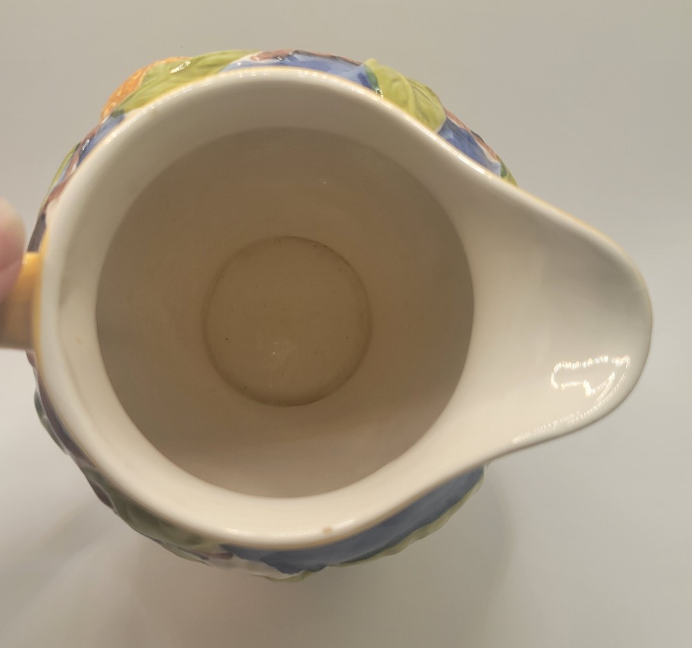 Hand-Painted Majolica Orange Ceramic Pitcher