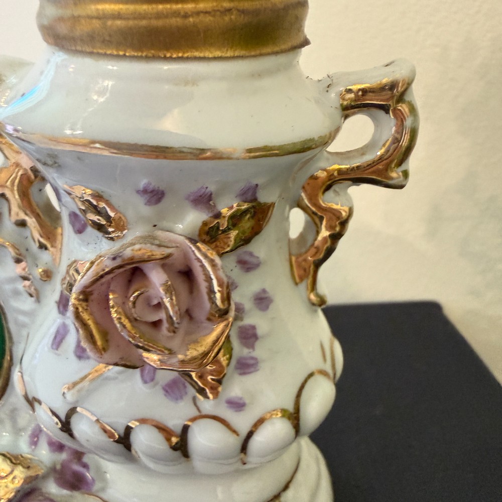 Vintage Porcelain Mini Oil Lamp & Photo Frame, Japan
