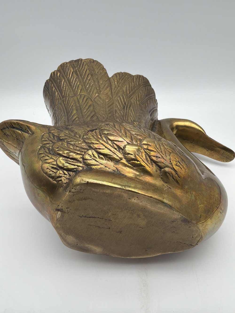 Heavy Vintage Brass Swan Planter