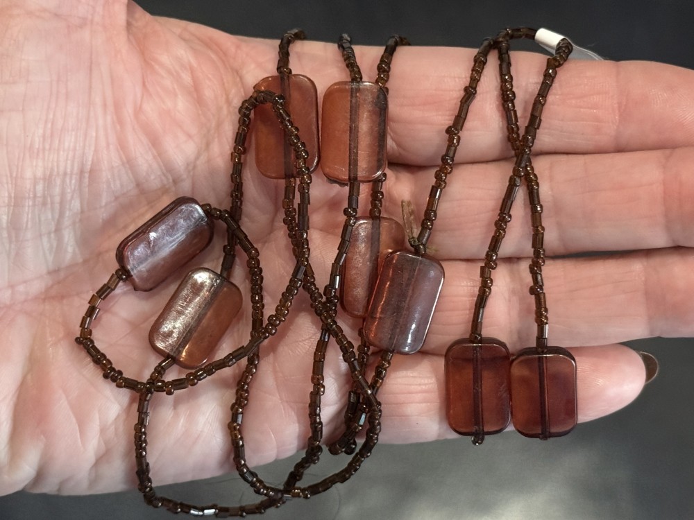 Necklace - Long Brown Glass Beaded