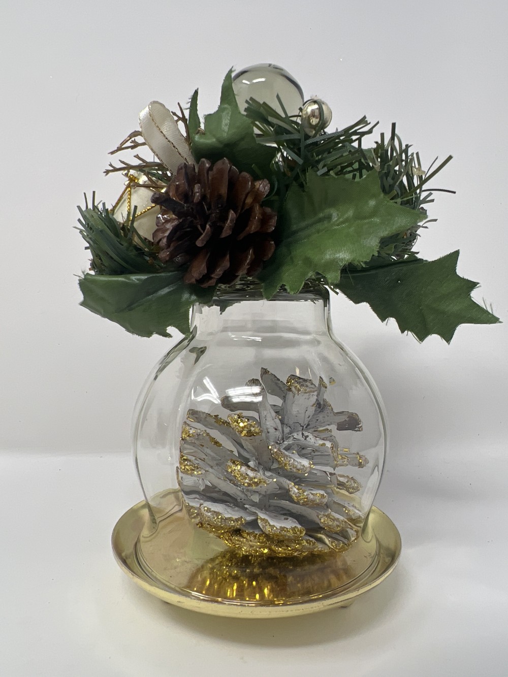 Glass Bell Shaped Cloche w/gold base