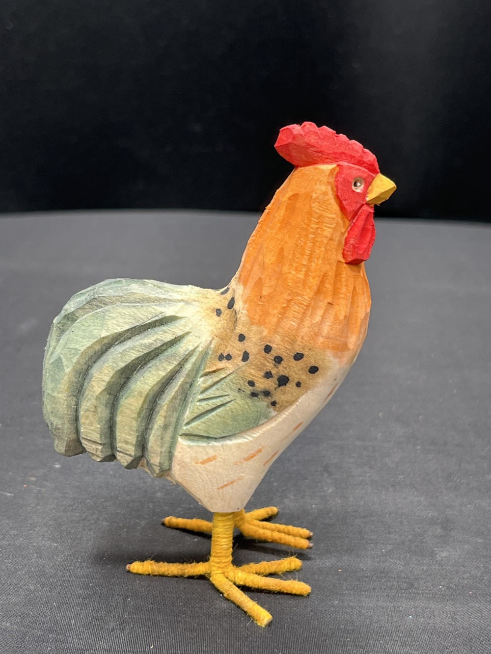 Colorful Carved Wood Rooster as is