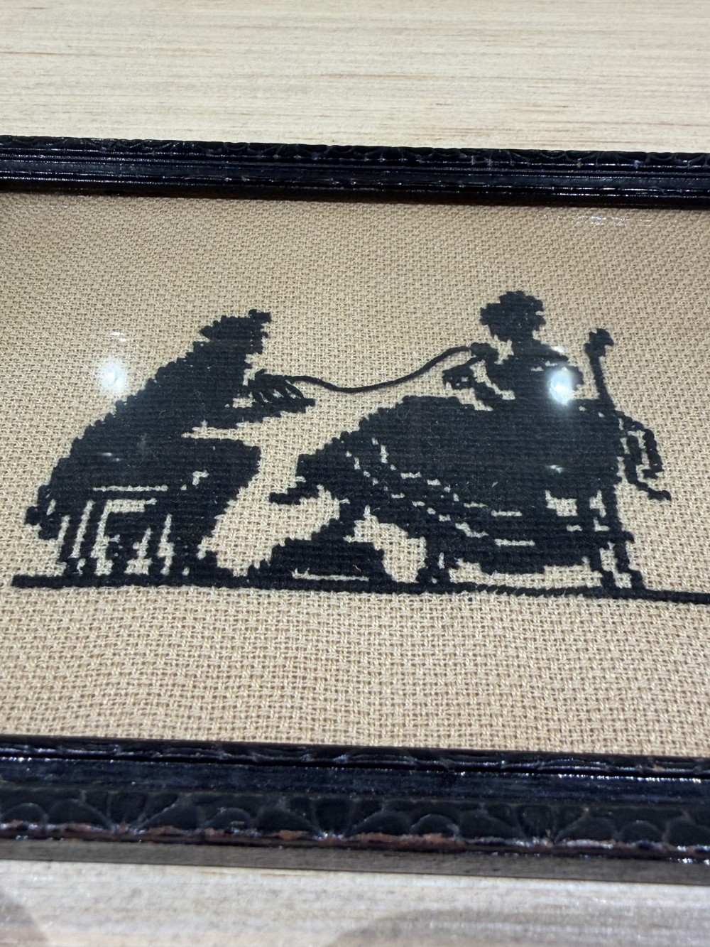 VTG Framed Stitched Courting Scene