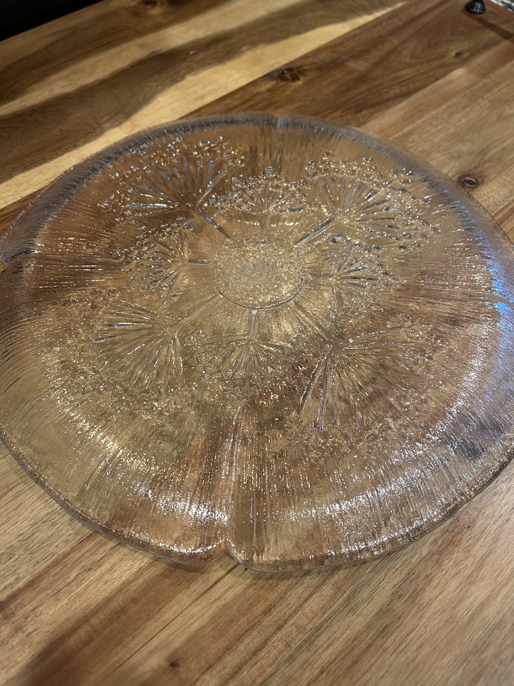 Dansk Floriform serving platter features a detailed, textured 