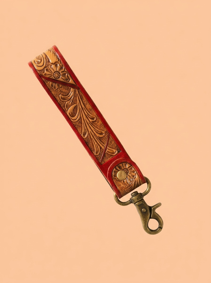Key Fob MB Handtooled Canyon Pass Terracotta Saddle
