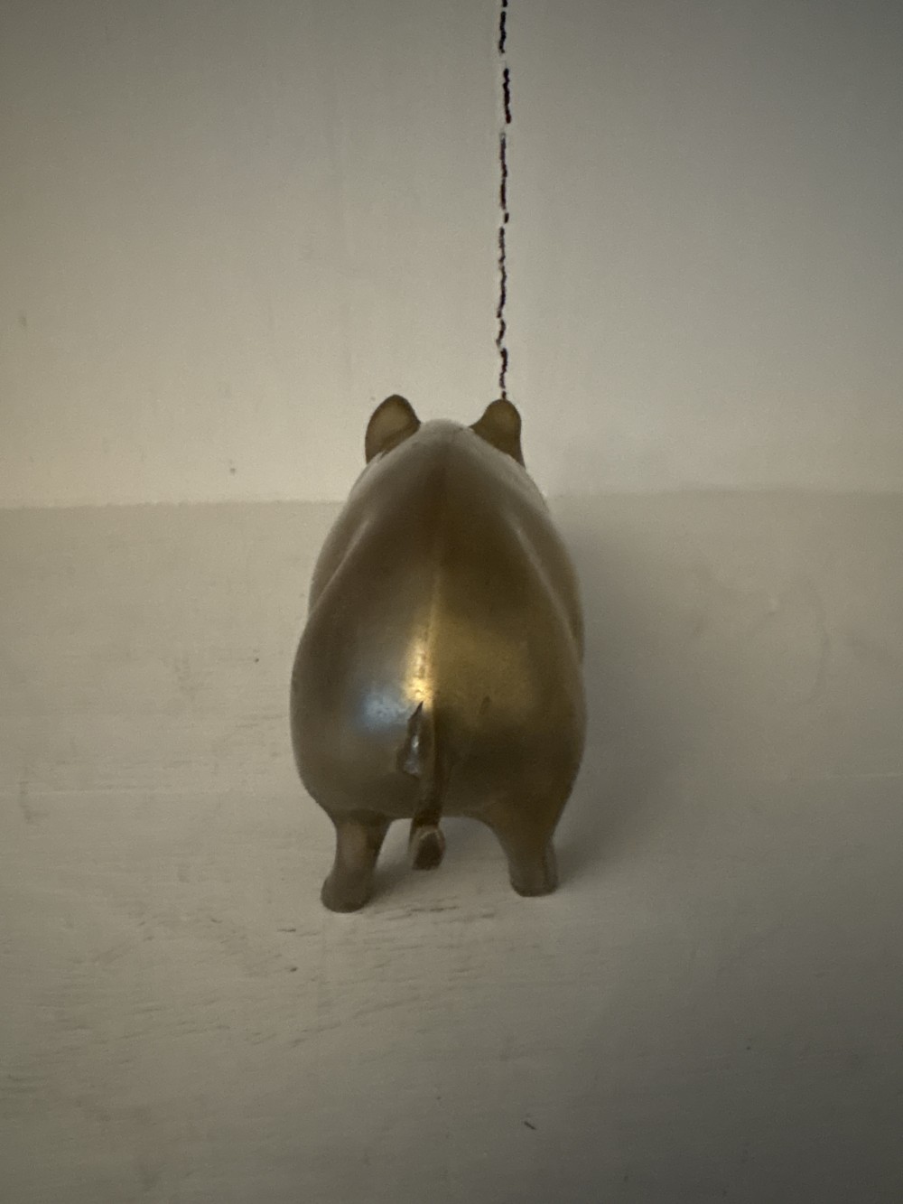 Brass Pig Figurine Paperweight Statue Curly Tail 6