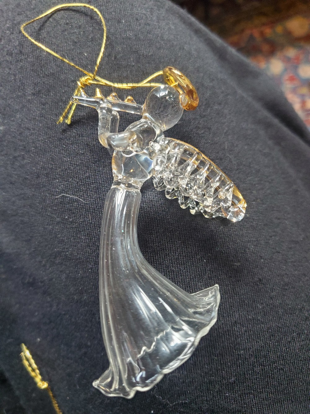 Glass Angels with Gold Accent Set of Two