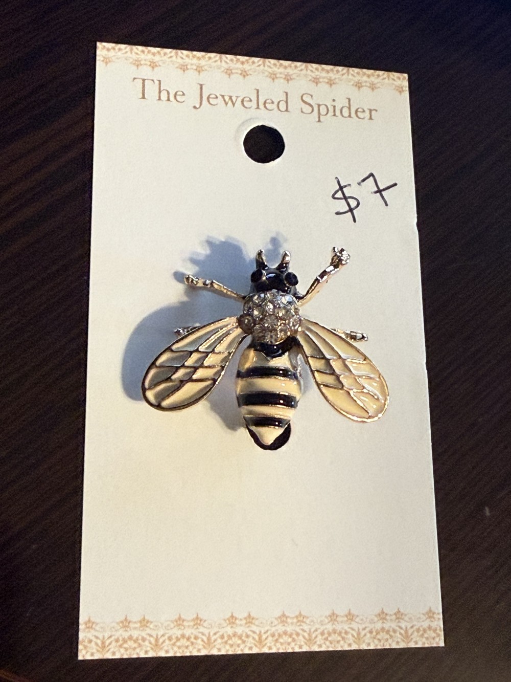 Brooch Pin - Bee Rhinestone Center Enamel Gold