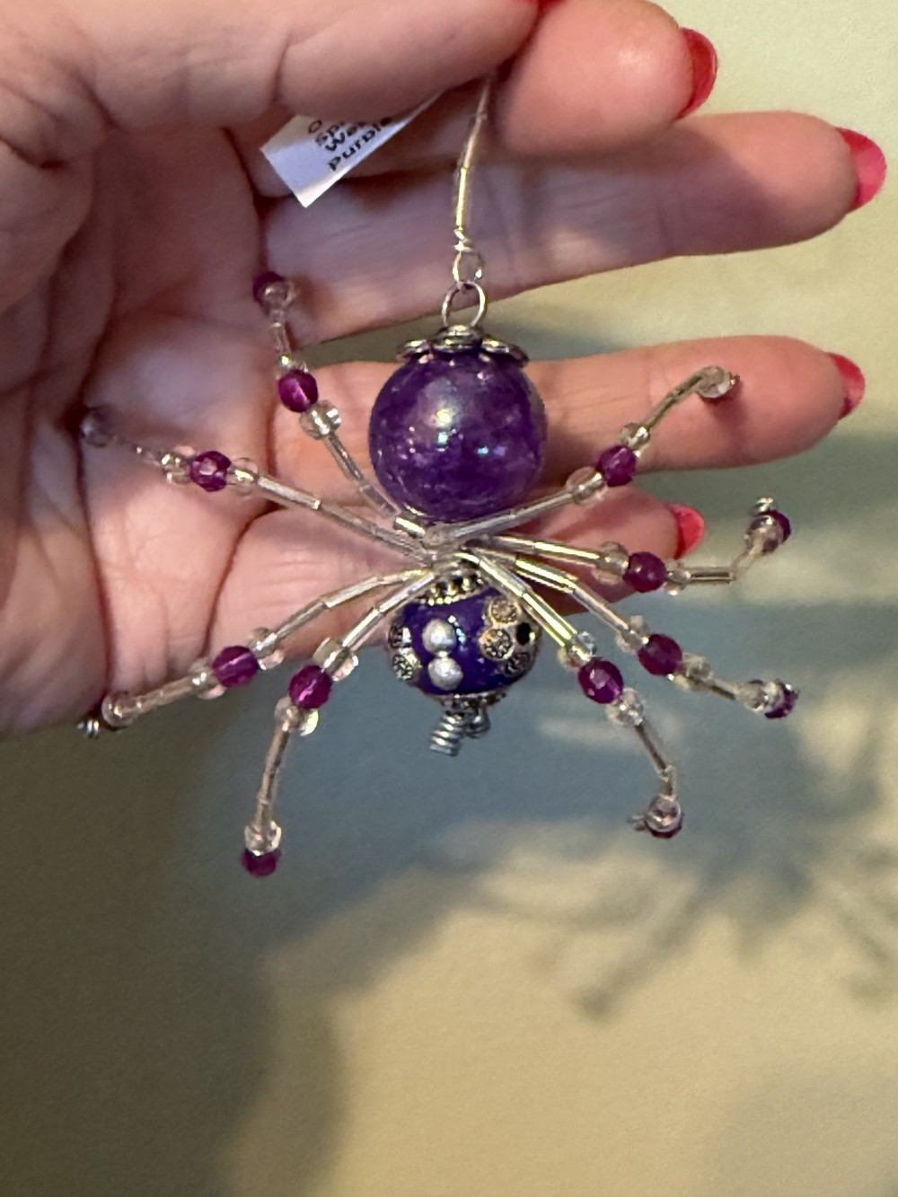 Ornament -  Spider L from Web String Purple Silver