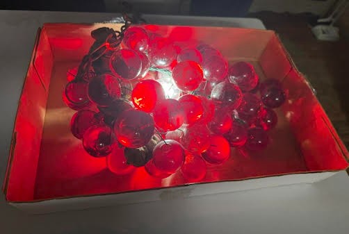 MCM Red Lucite Grapes Swag Lamp