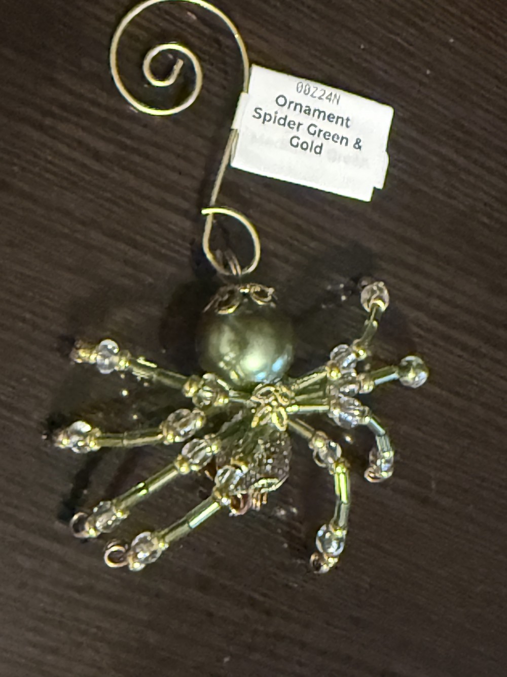 Ornament Spider Green & Gold