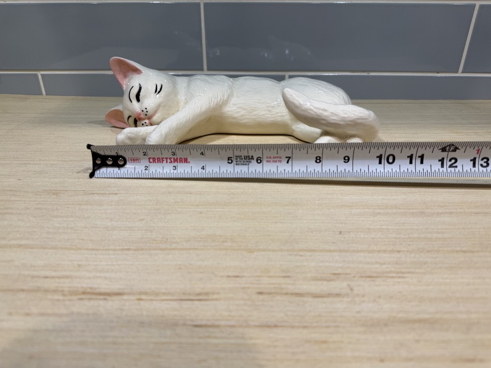 Vtg. White Ceramic Sleeping Cat