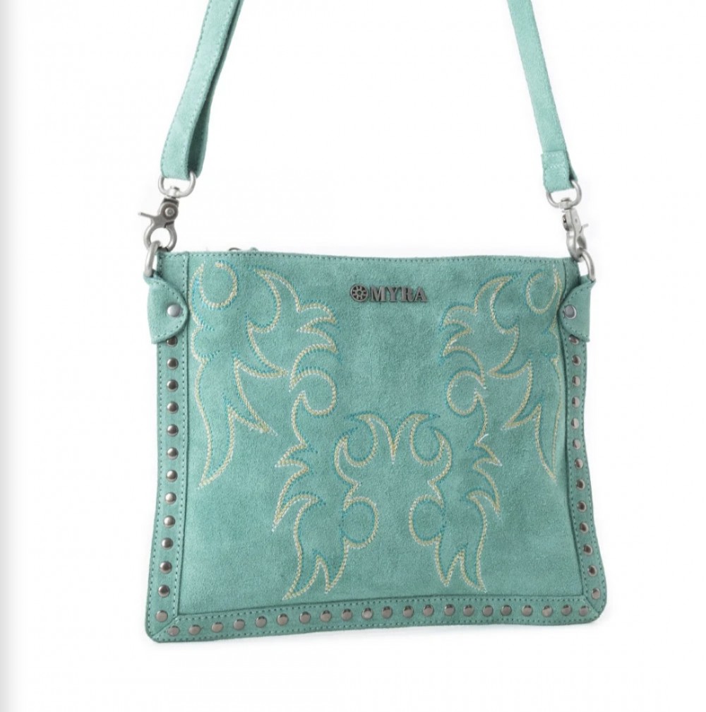 Bags Crossbody Texas Rose Suede Teal