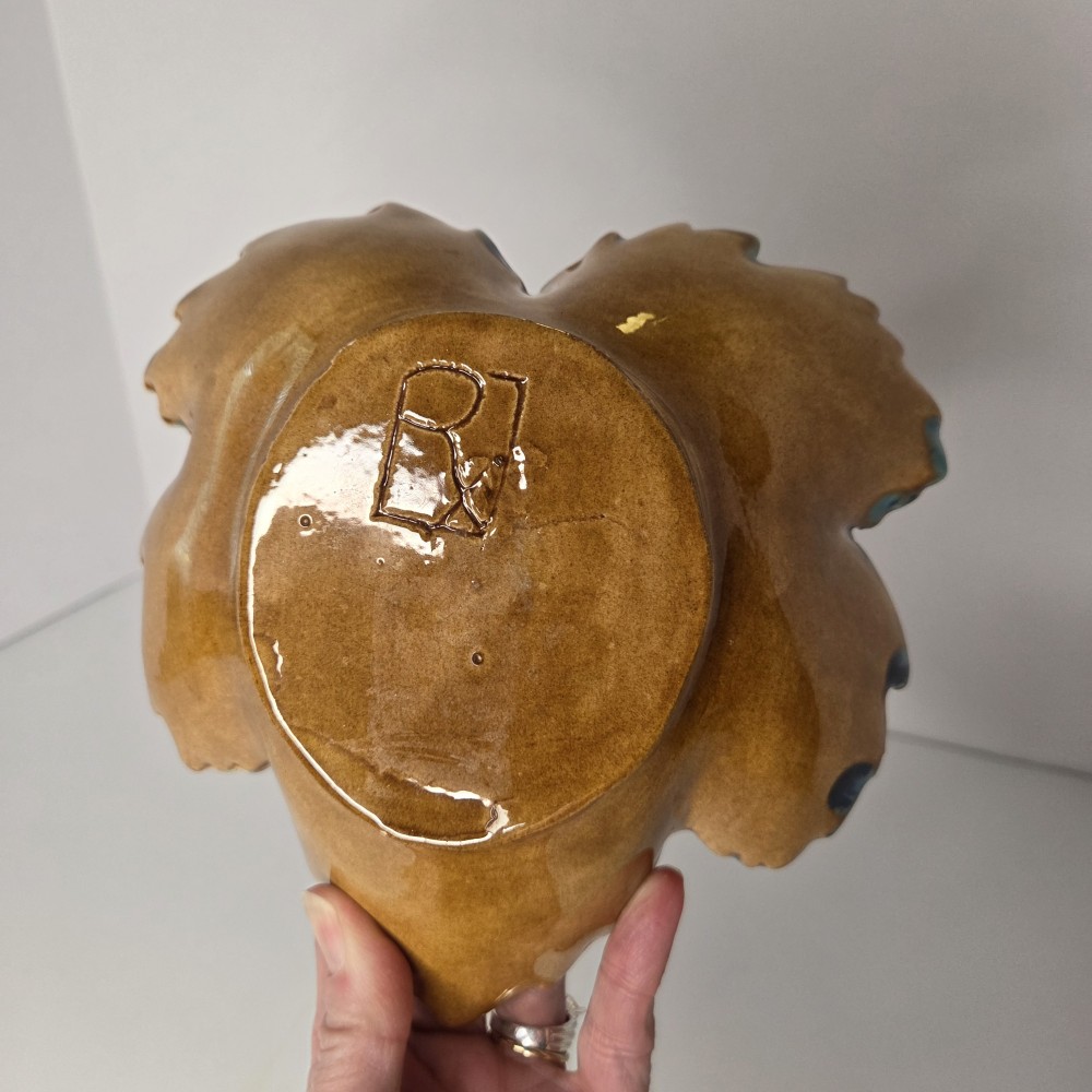 VTG Signed Studio Pottery Leaf Dish