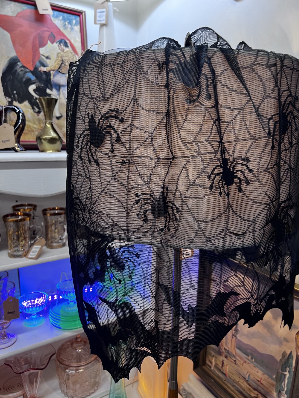 Halloween Black Spider Web Lace Lamp Shade Cover