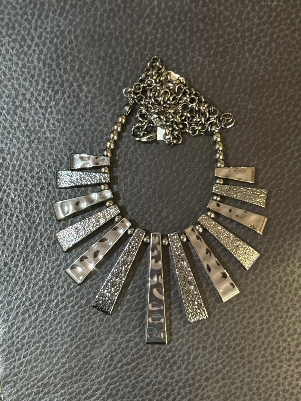 Necklace - Graduated Medallions Beaded GunMetal