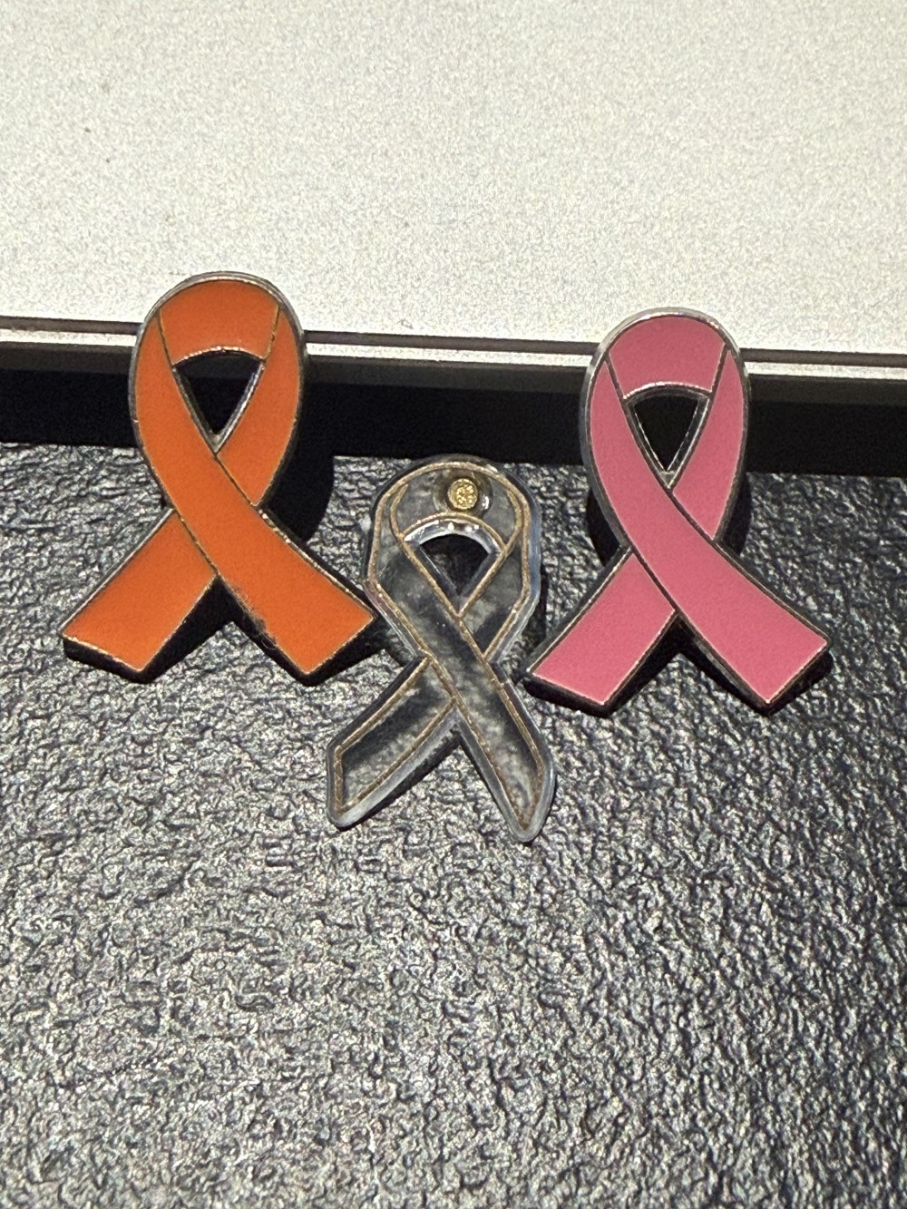 Ribbon Pins - Set of Three, Enamel Pins, Breast Cancer Awareness