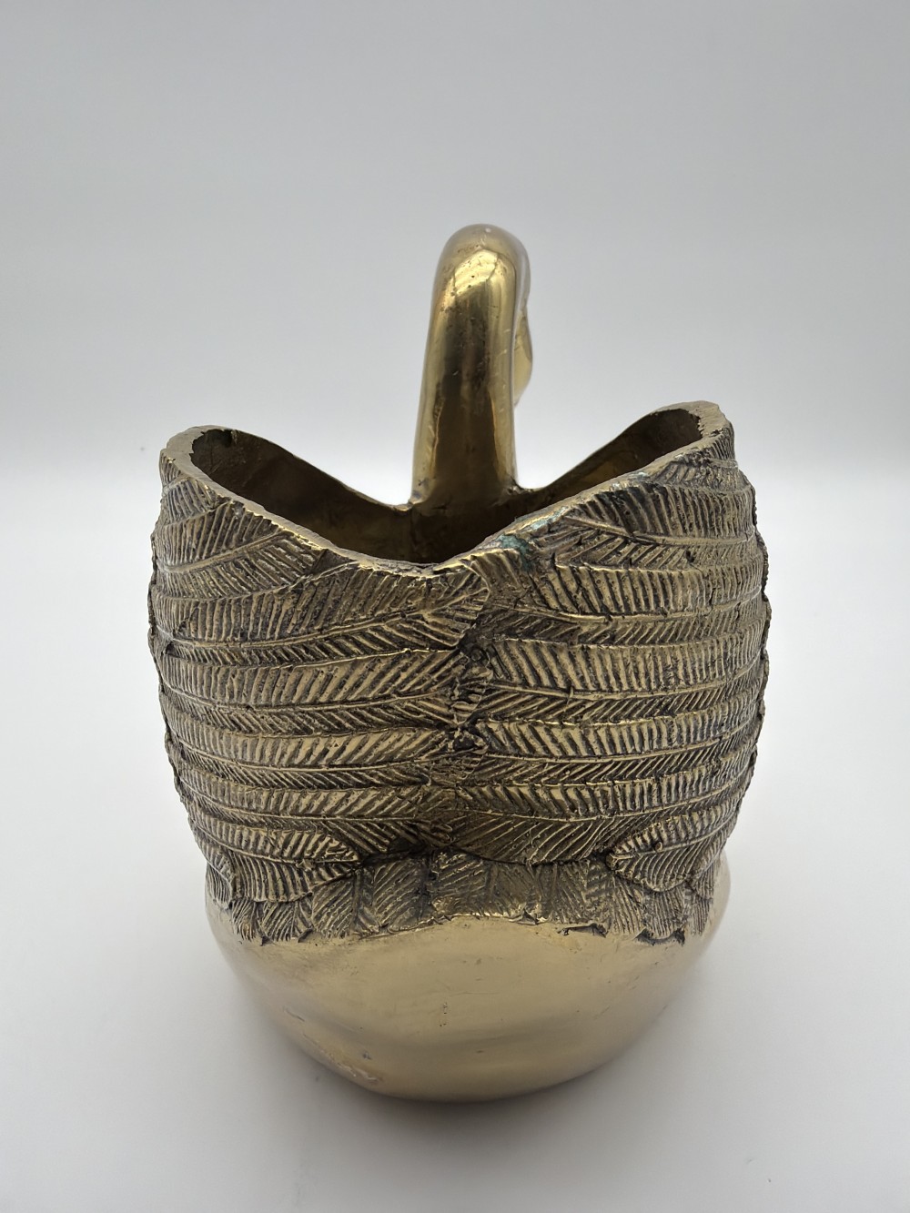 Vintage Cast Brass Swan Planter