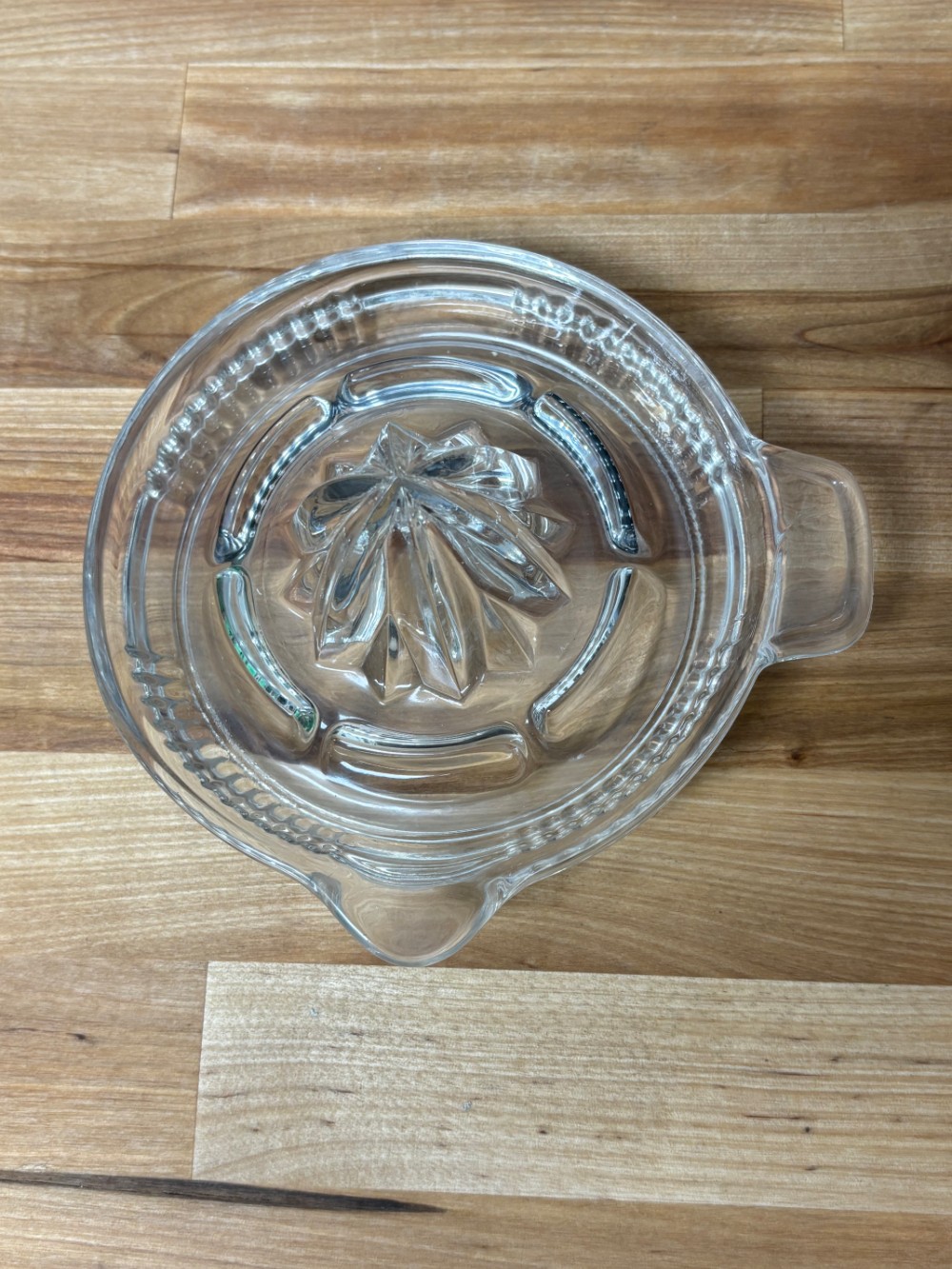Clear Glass Citrus Juicer Reamer with Handle and Pour Spout Vintage