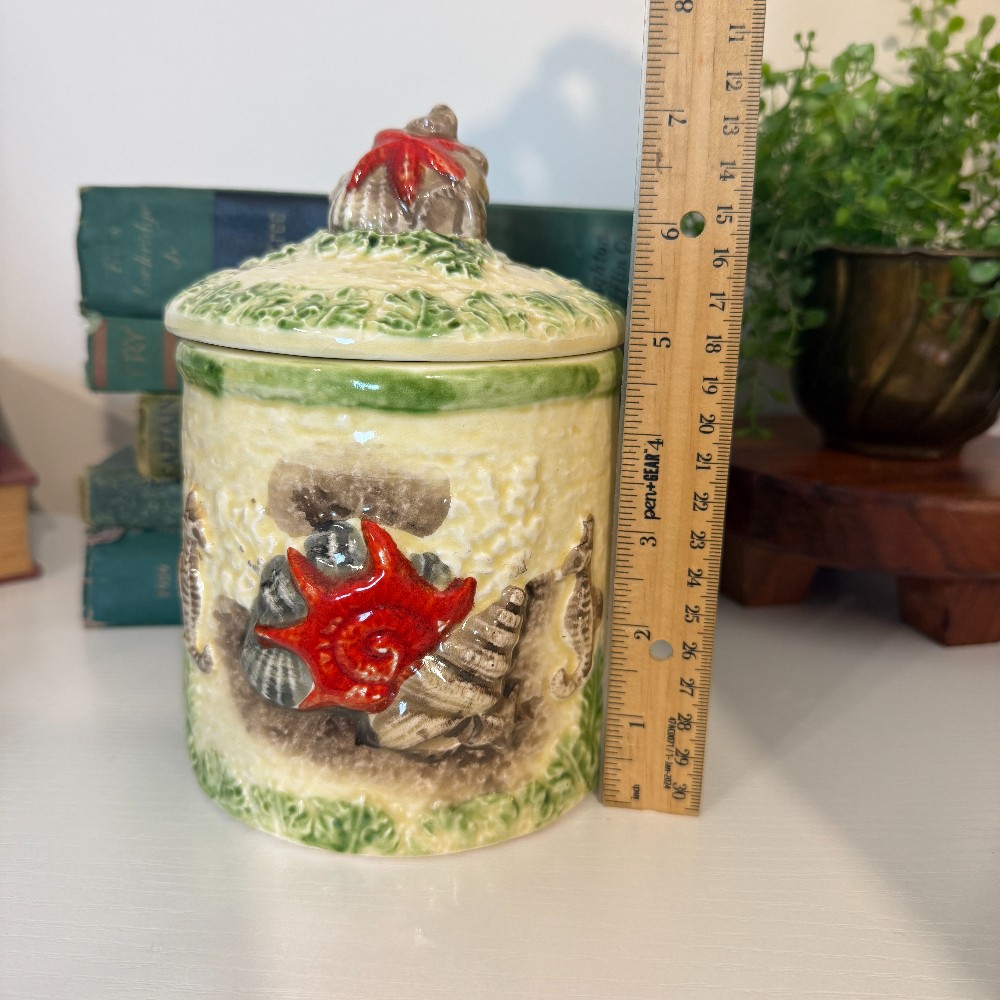 Ceramic Seashell Canister with Lid