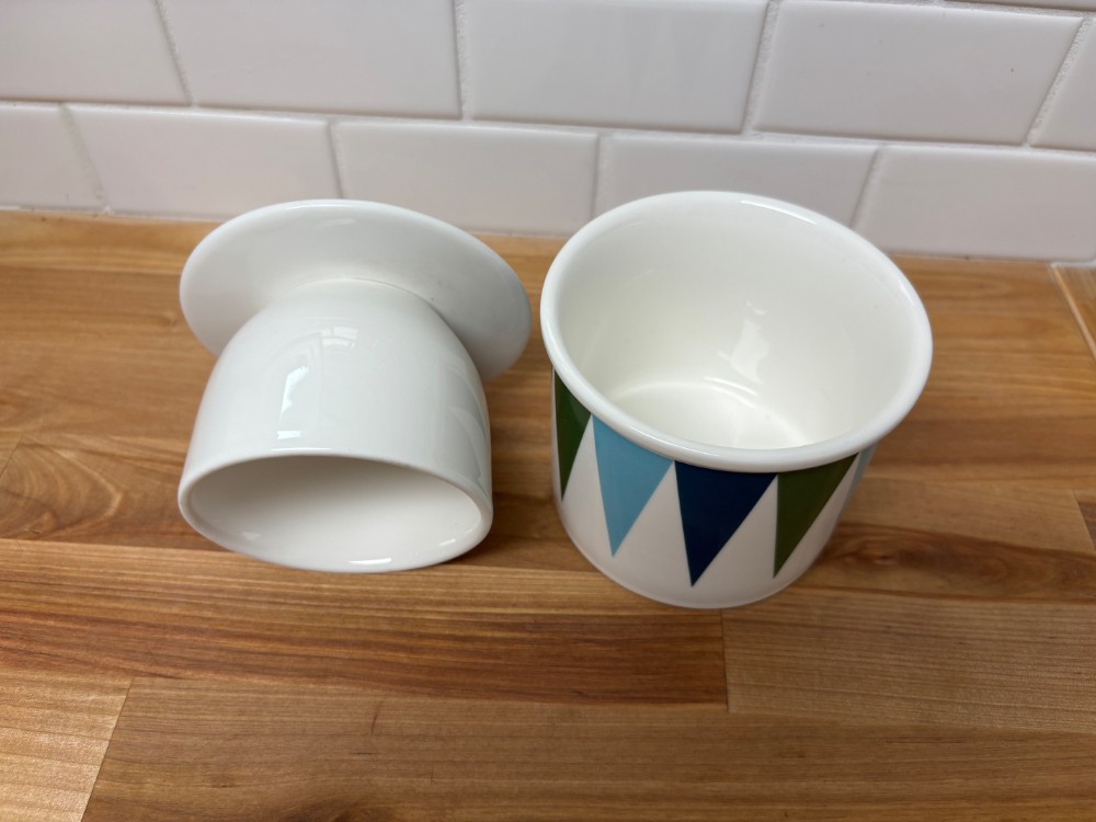 Butter Crock Sweeese Ceramic French Butter Keeper Blue Green Geometric Countertop