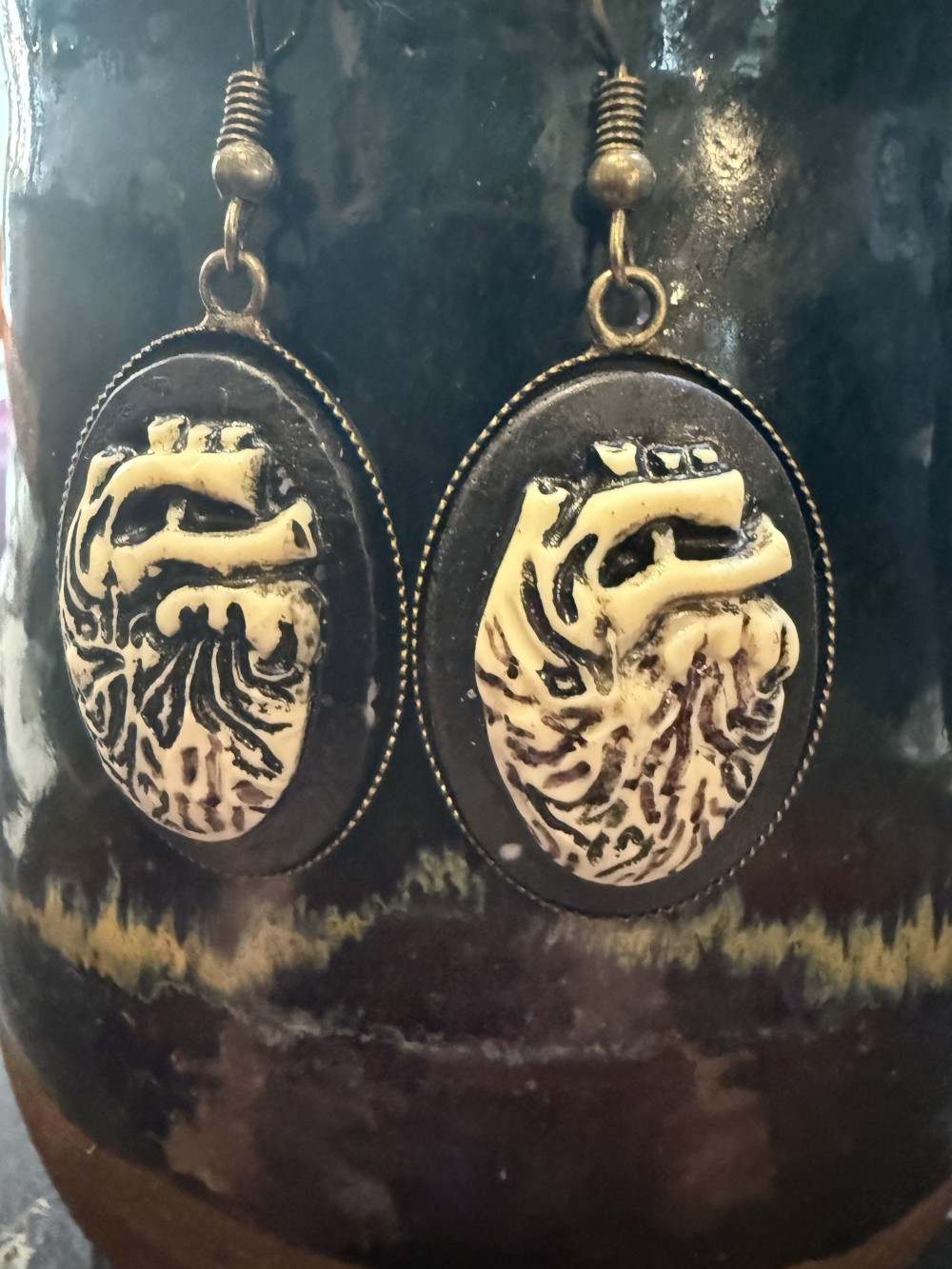 Earrings  Anatomy Heart Cameo