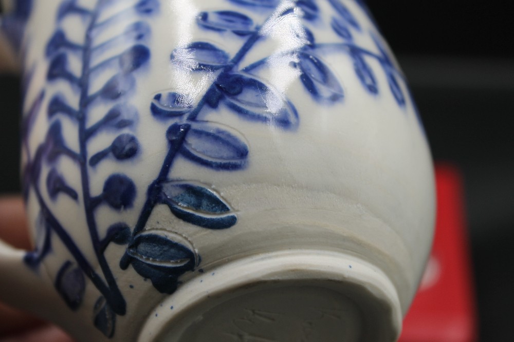 Handmade studio pottery mug blue/white
